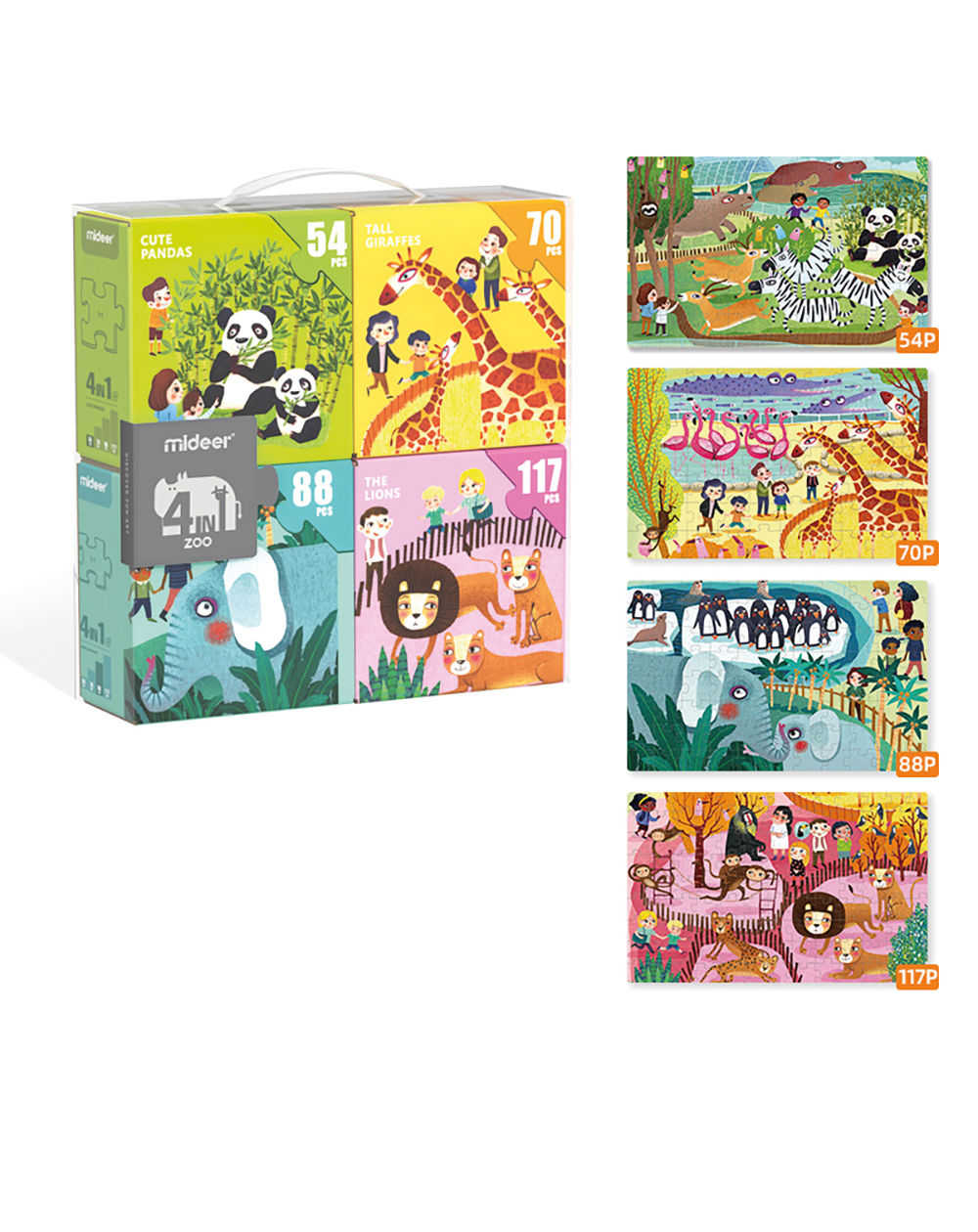 4 Puzzles en 1 - Zoo. Mideer