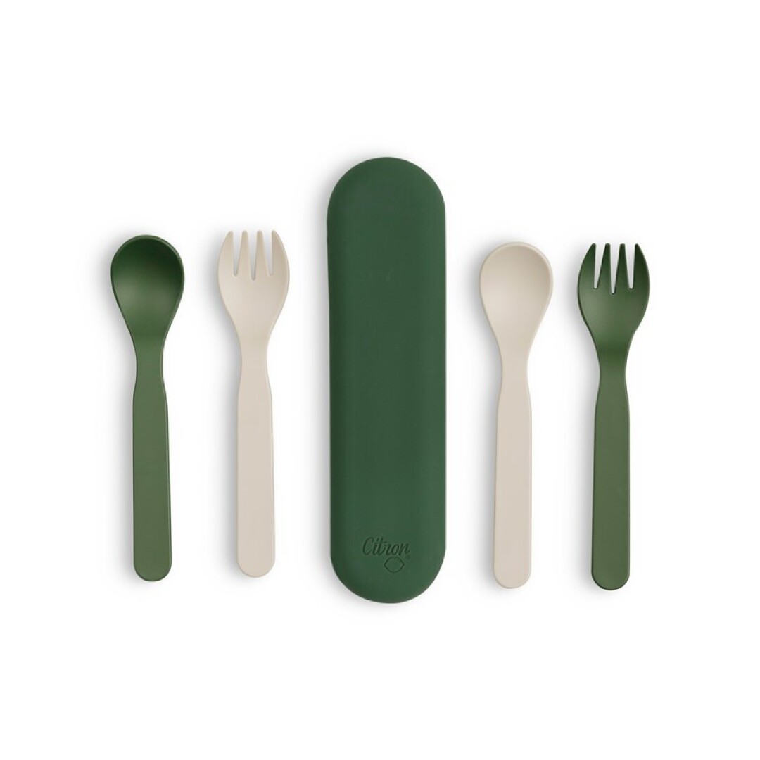 Citron Set de 2 juegos cubiertos de PLA verde y crema