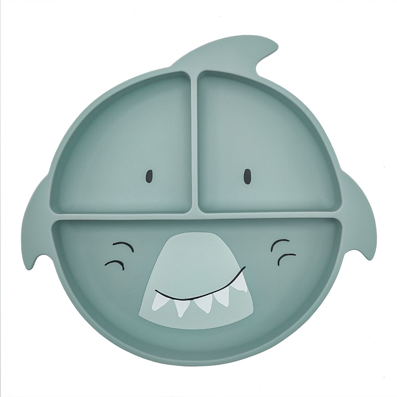 Plato compartimentado de silicona con ventosa - Mr. Shark