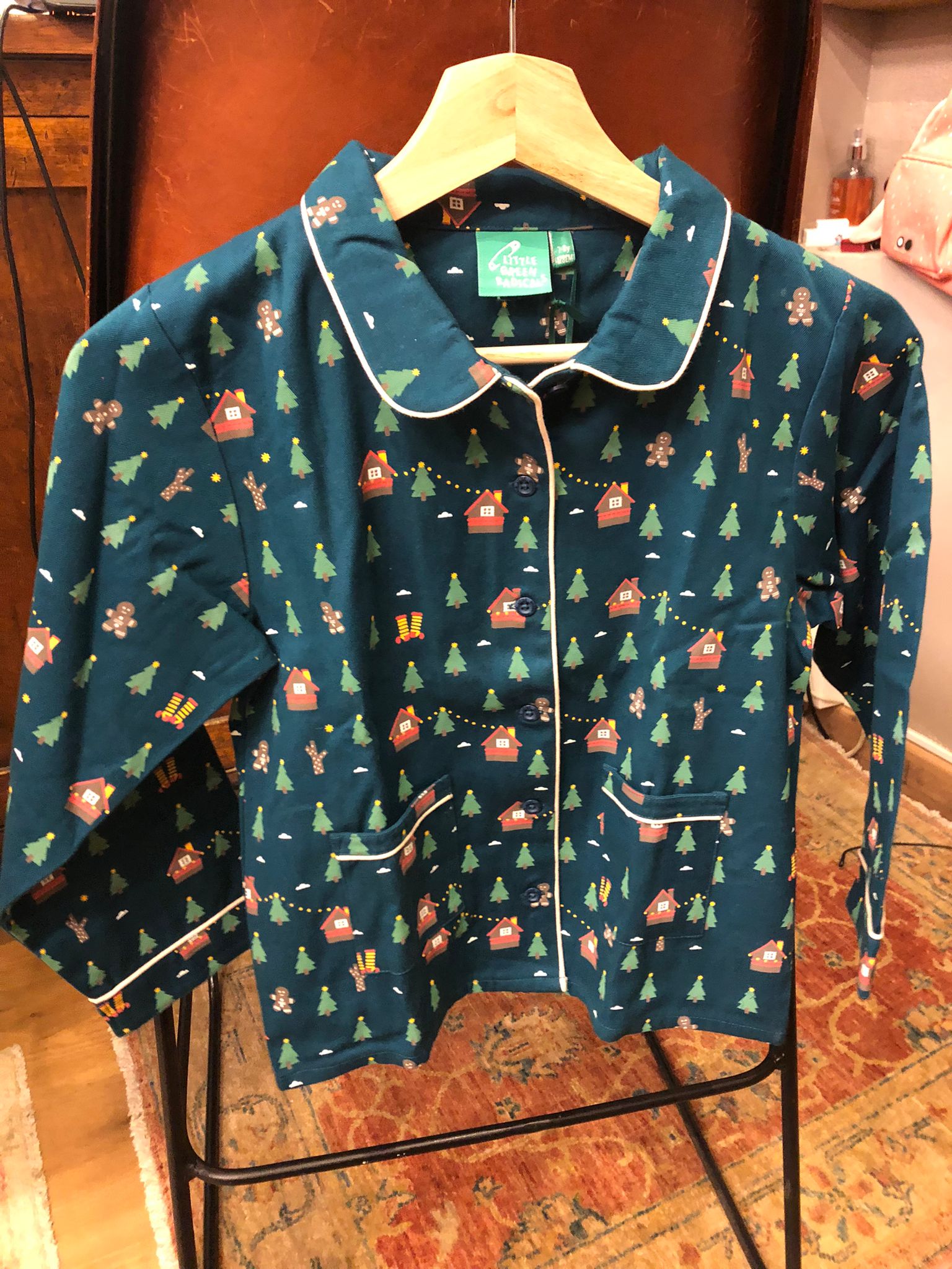 Pijama de navidad (camisa y pantalones) 7-8 años Little Green Radicals