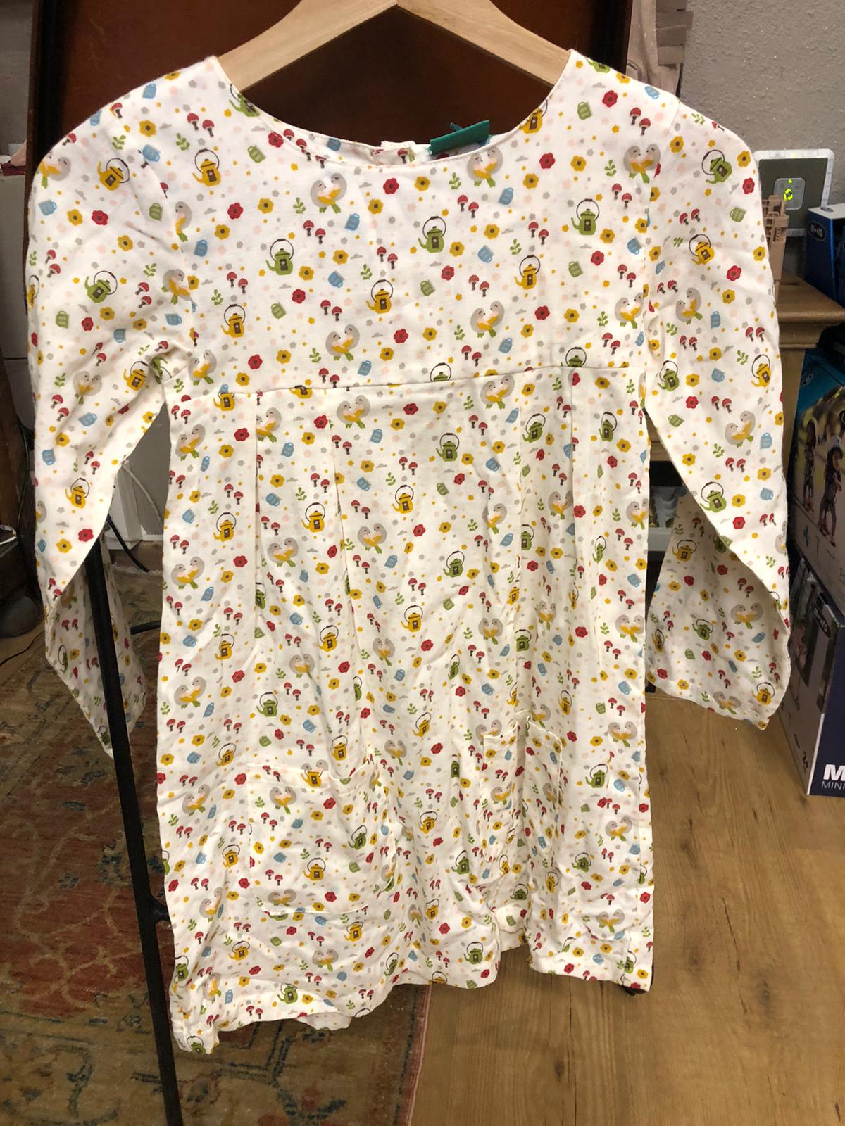 Vestido blanco con flores Little Green Radicals 7-8 años