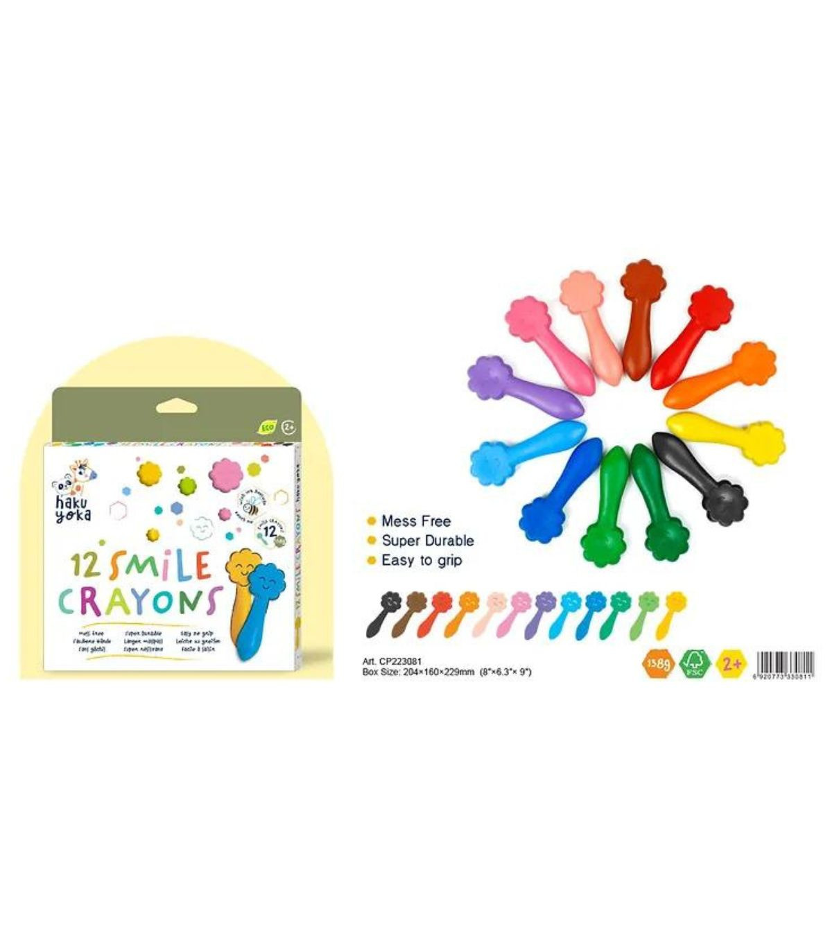 Crayones sonrisa 12 colores Haku Yoka