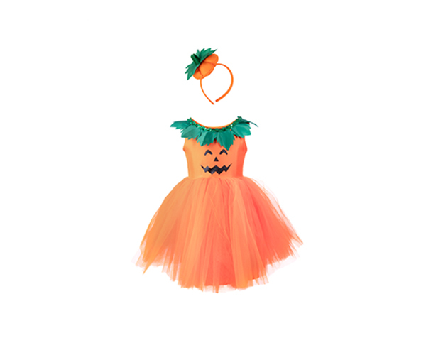 Pumpkin Patch Princess Vestido y diadema (Talla 3-4 años)