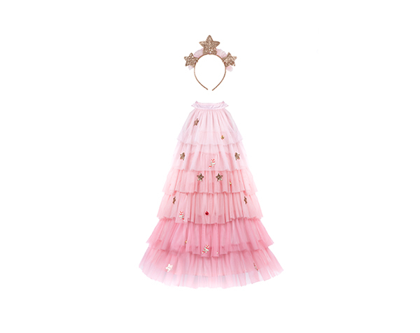 Christmas Tree Dress & Headpiece. Rosa (Talla 5-6)