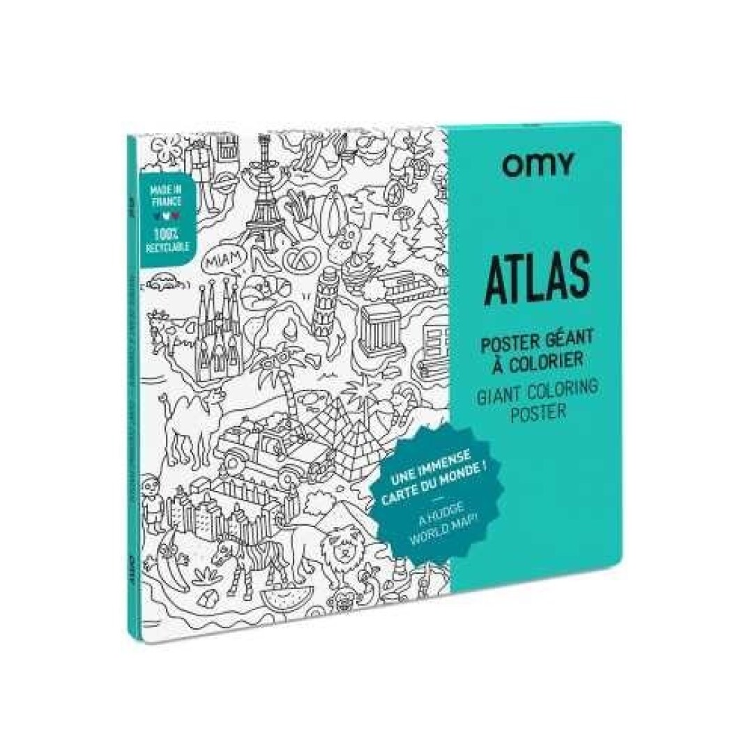 POSTER XL OMY ATLAS PARA COLOREAR 100x70cm