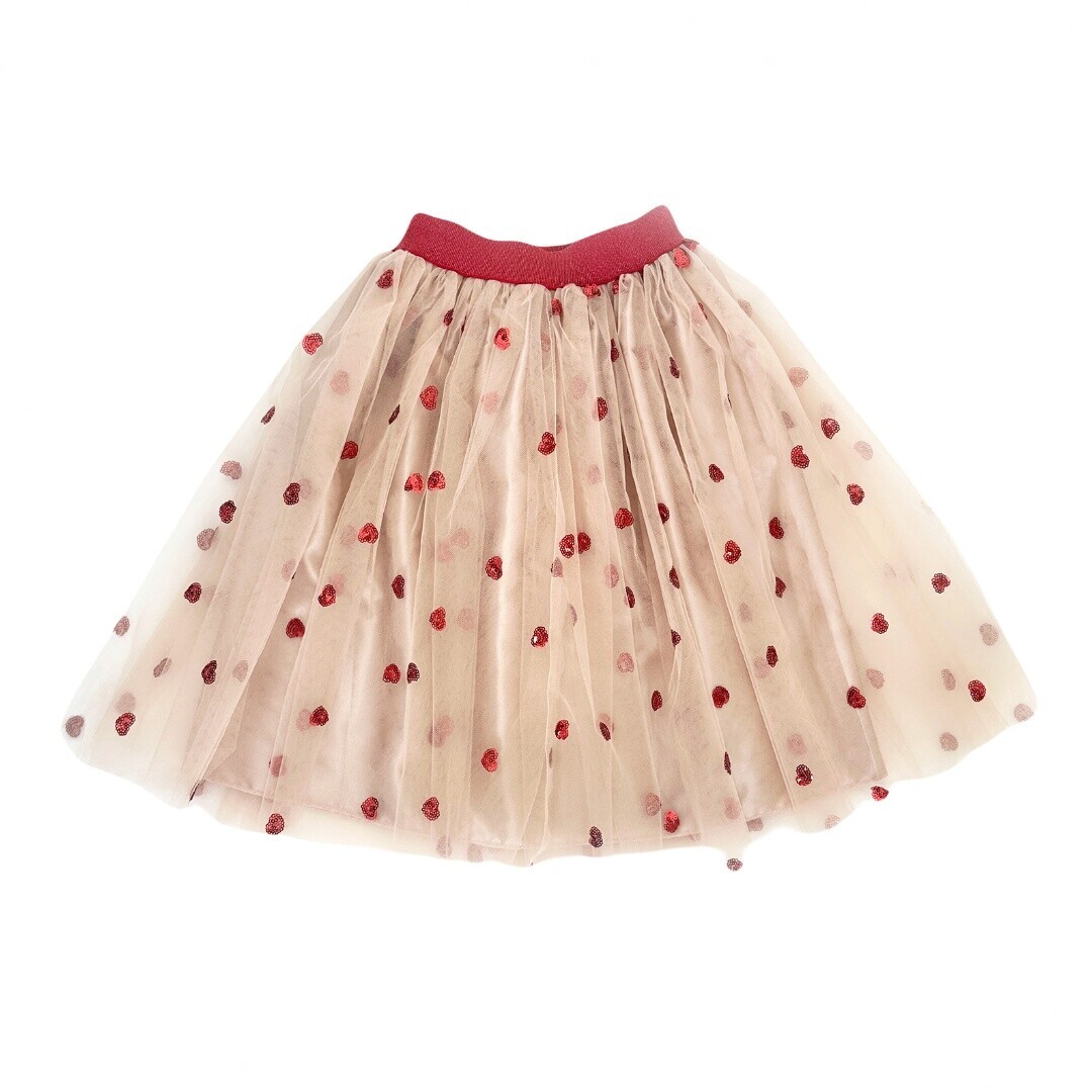 FALDA RATATAM - CORAZONES ROJOS LARGA