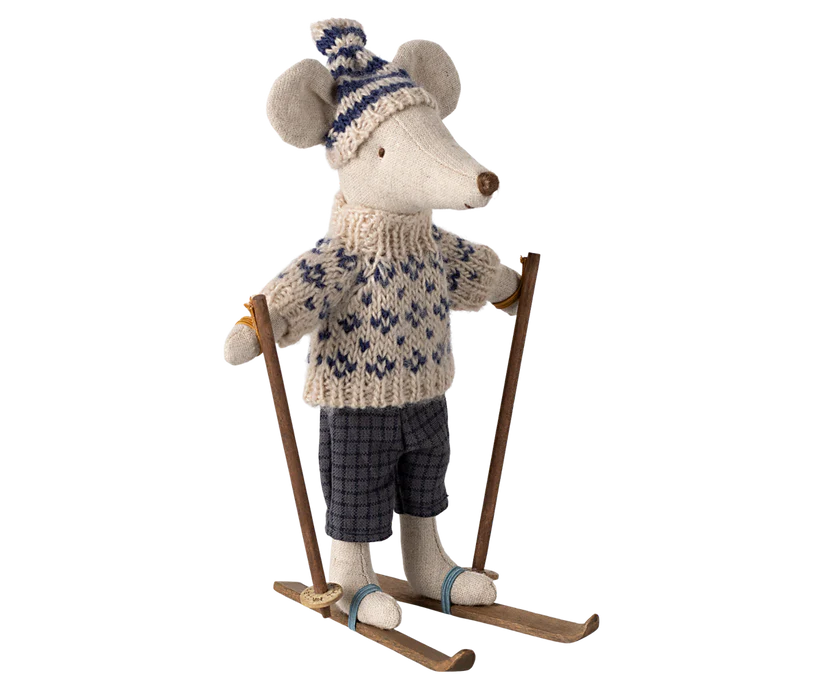 Ratón de invierno con set de esquí, Papá - Azul