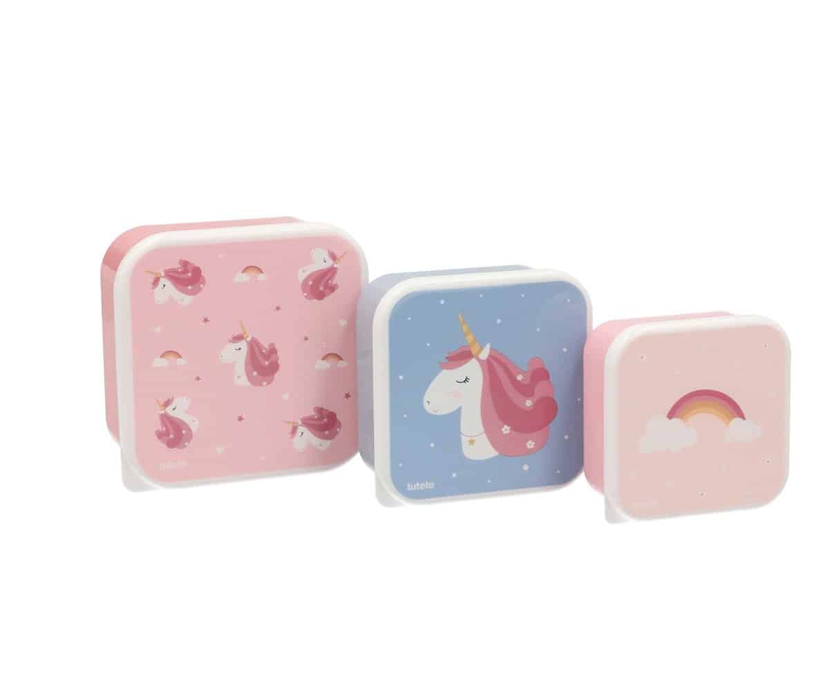3 Cajas Almuerzo Magical Unicorn. Tutete