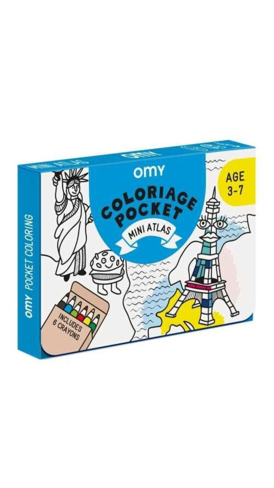 POCKET OMY ATLAS PARA COLOREAR + 6 LAPICES COLOR