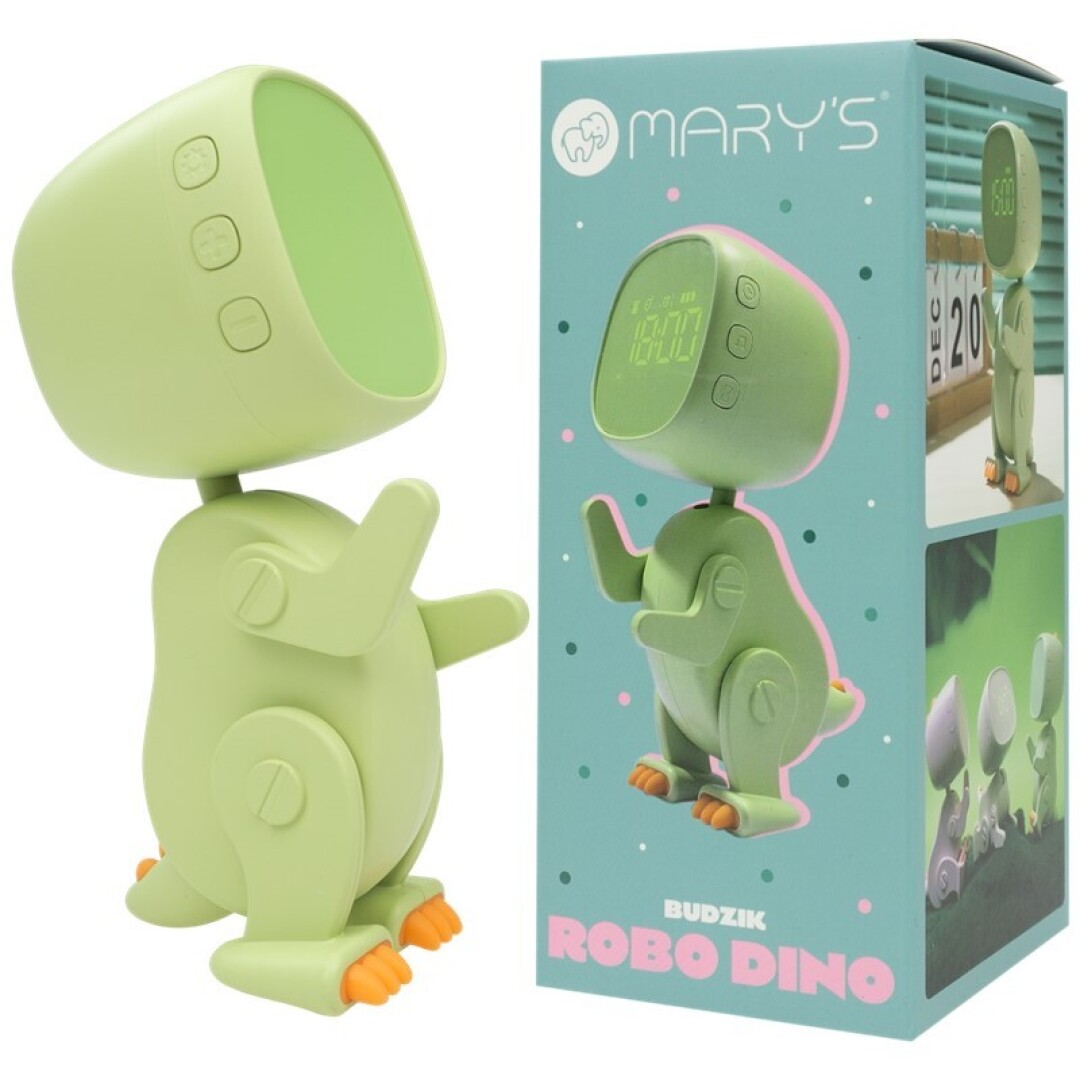 Mary`s reloj despertador robo-dino verde