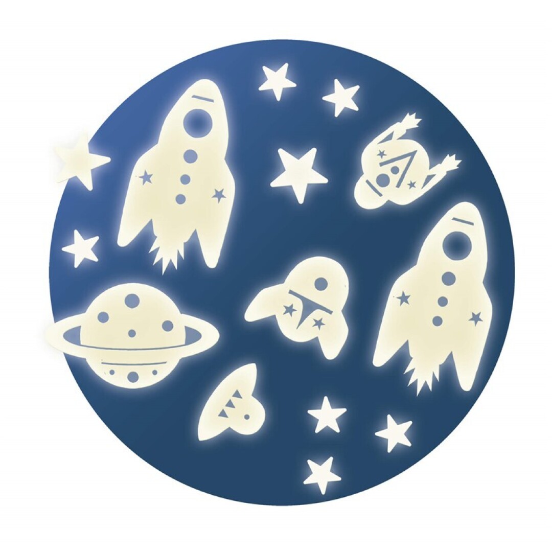 Stickers fosforescentes misión espacial