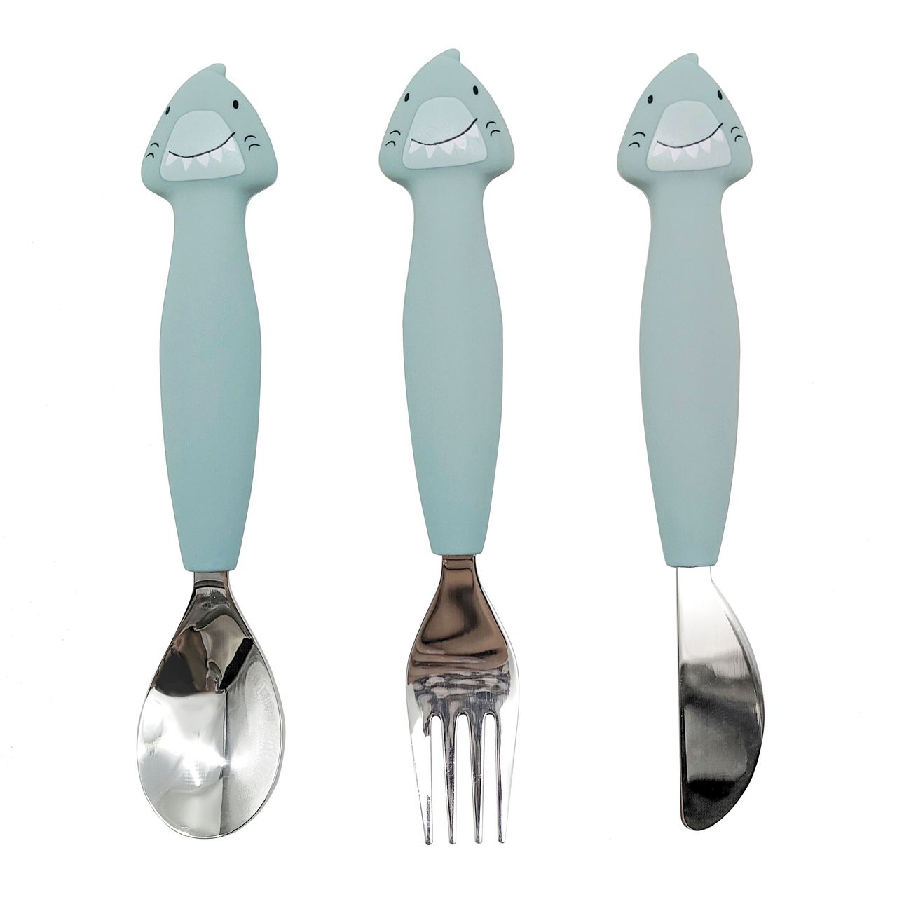 Cubiertos de 3 piezas en silicona - Mr. Shark