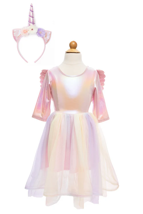Vestido y diadema de unicornio. Talla 3-4 años