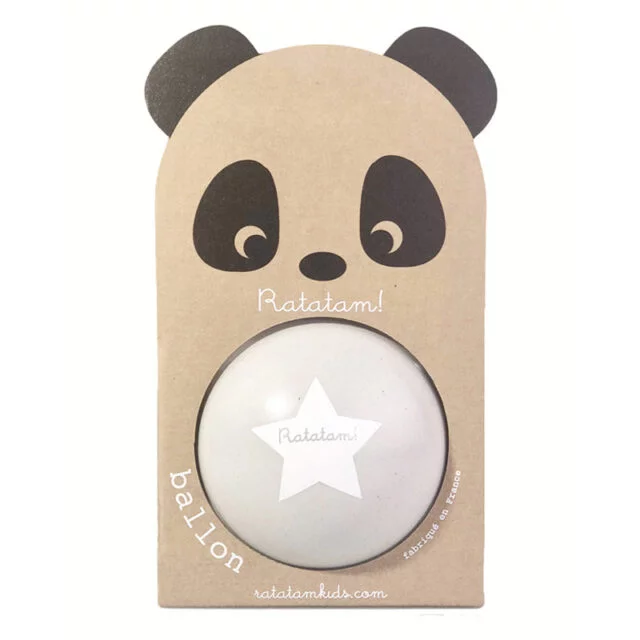 Globo Panda 12 cm – Gris Globo Panda de cáñamo de 12 cm, ecológico y hecho a mano