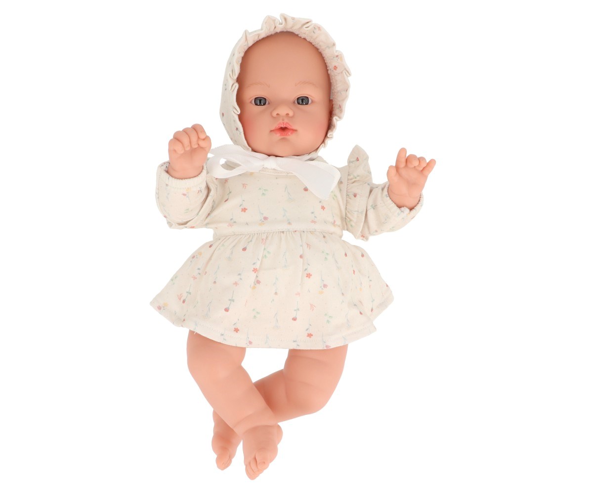 Muñeca Helena con Vestido y Gorrito FLORES BLANCAS