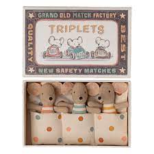 Trillizos ratones bebes en caja