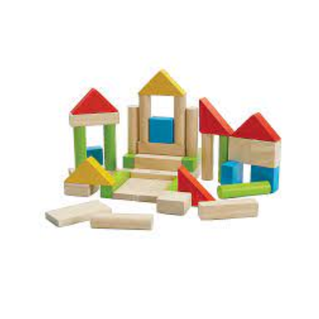 40 Bloques de madera con color Plantoys