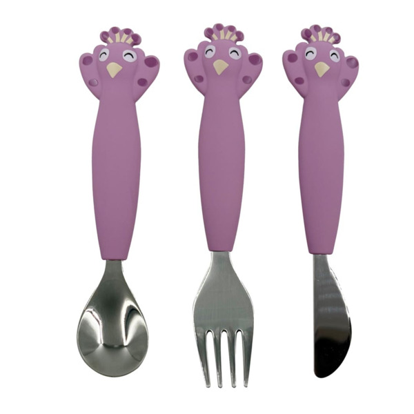 Cubiertos de 3 piezas en silicona - Mrs. Peacock
