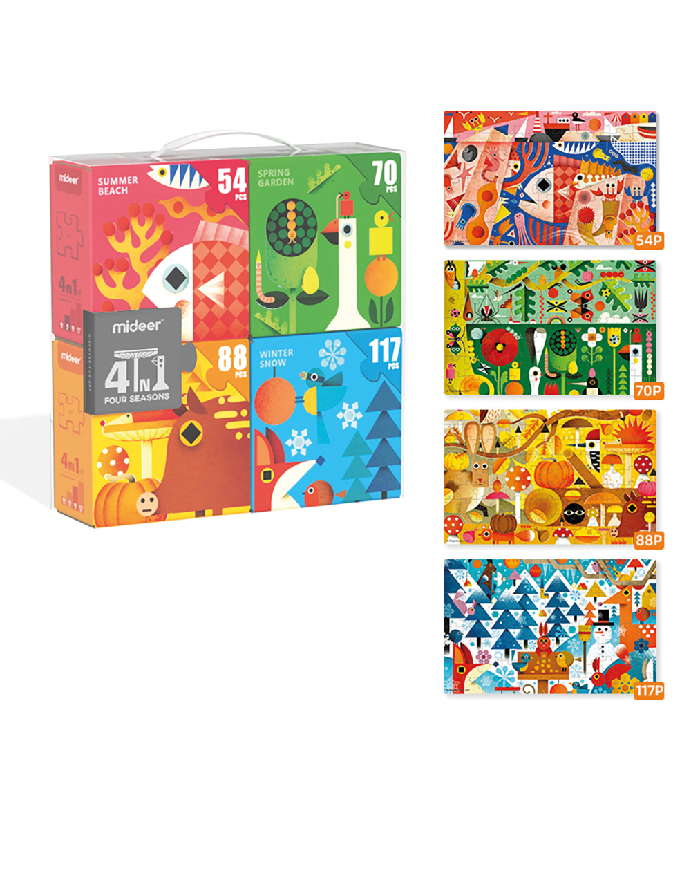 Puzzle 4 en 1. Las 4 estaciones. Mideer