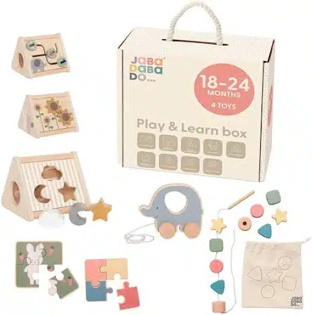 Caja Regalo Juega y Aprende - 4 juguetes de madera para bebés 18-24 meses